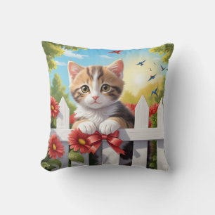 Kitten on the fence cushion