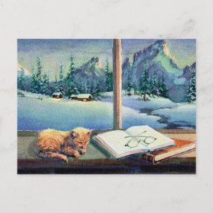 KITTEN on the SILL by SHARON SHARPE Postcard