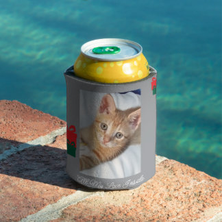Kitten Orange Photo Text Customise Can Cooler