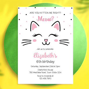 Kitten Party Cat Birthday Invitation