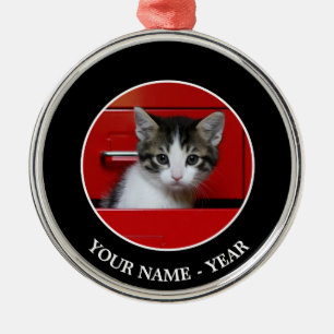 Kitten Peeking Metal Tree Decoration