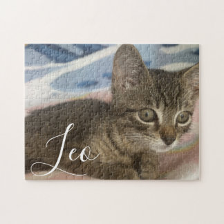Kitten Photo Animal Print Pattern Name Pet Gift  Jigsaw Puzzle