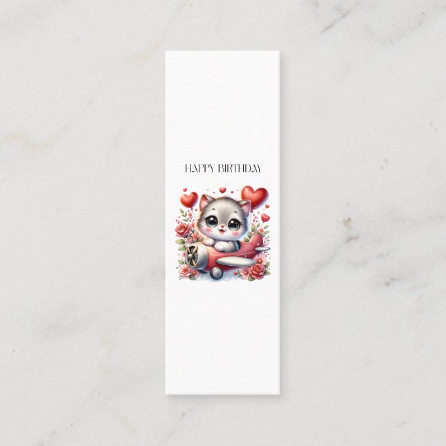 Kitten Pilot Birthday Calling Card (Front)