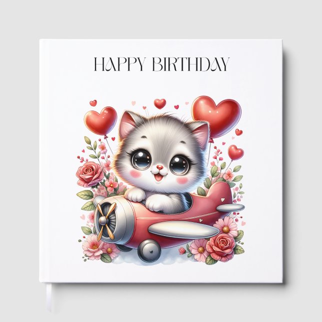 Kitten Pilot Birthday Guest Book (Front)