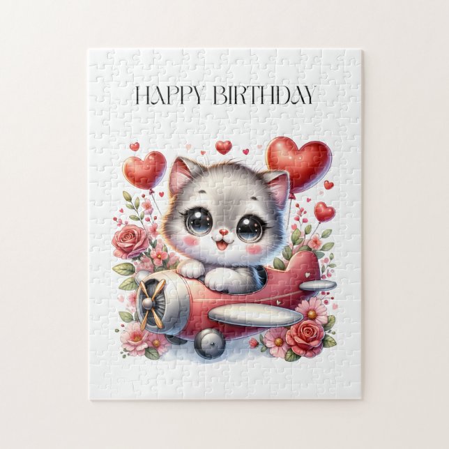 Kitten Pilot Birthday Jigsaw Puzzle (Vertical)