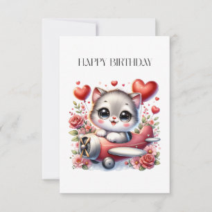 Kitten Pilot Birthday RSVP Card