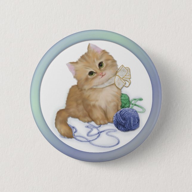 Kitten Play 6 Cm Round Badge (Front)