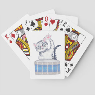 Kitten Playing a Drum Cards