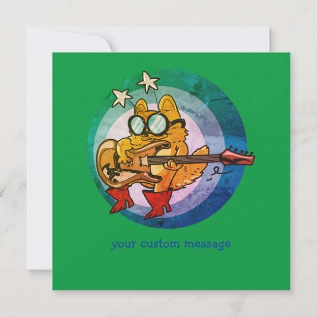 kitten playing guitar funny cartoon (Front)