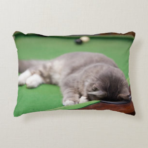 Kitten Playing Pool Decorative Cushion