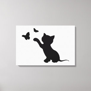 KITTEN PLAYING WITH BUTTERFLIES CANVAS PRINT