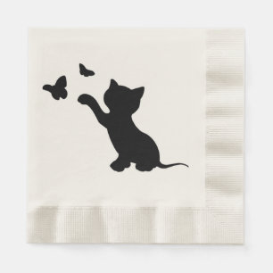 KITTEN PLAYING WITH BUTTERFLIES NAPKIN
