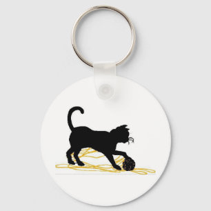 Kitten Plays With Yarn Key Ring