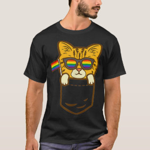 Kitten Purride Cat Pocket LGBTQ Rainbow Flag Gay P T-Shirt