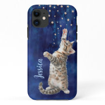 Kitten Reaching for Stars Personalised iPhone Case
