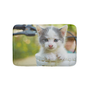 Kitten Rides A Bike Bath Mat