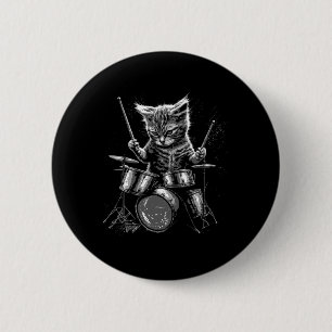 Kitten Rock Band Drummer Cat Playing Drums 6 Cm Round Badge