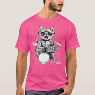 Kitten Rock Band Drummer Cat Playing Drums T-Shirt