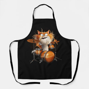 Kitten Rock Band Funny Kitty Drummer Cat Playing D Apron