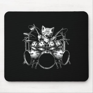 Kitten Rock Band Funny Kitty Drummer Cat Playing D Mouse Pad