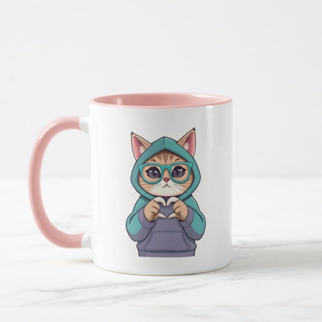 Kitten sending her love mug (Left)