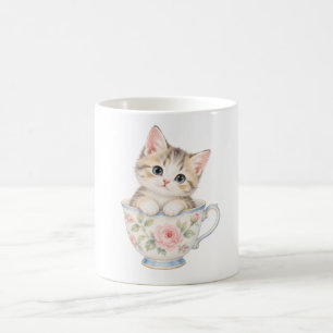 Kitten Sitting in a Teacup Coffee Mug