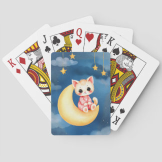 Kitten Sitting on the Moon Playing Cards
