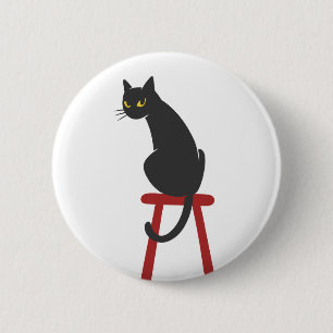 kitten sitting on wooden stool - Choose back color 6 Cm Round Badge