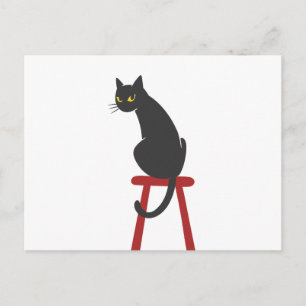 kitten sitting on wooden stool - Choose back colou Postcard