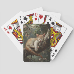Kitten Sleeping in a Tree Vintage Playing Cards