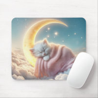 Kitten Sleeping On a Crescent Moon