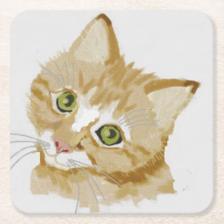 Kitten Square Paper Coaster