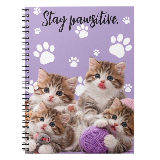 Kitten Stay Pawsitive Notebook (Front)