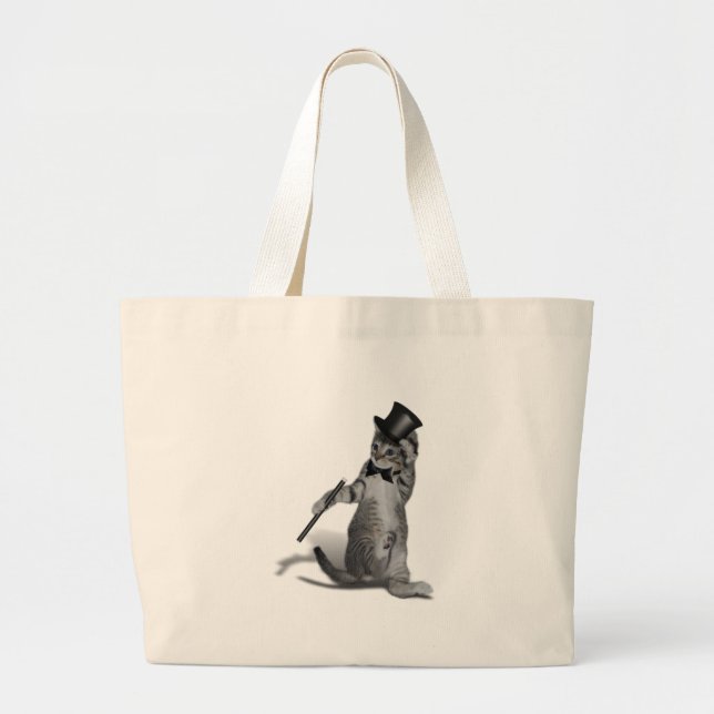 Kitten Tap Dancing Large Tote Bag (Front)