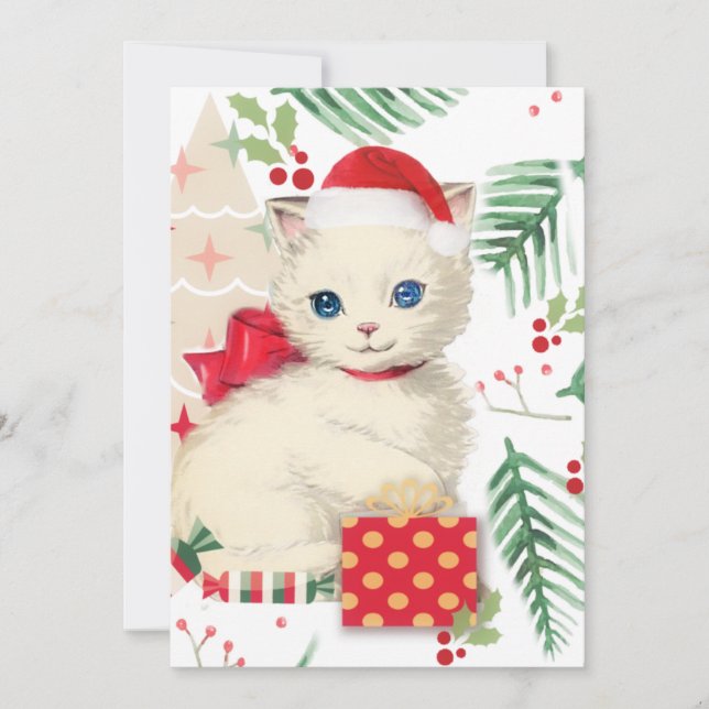 Kitten vintage Christmas card (Front)