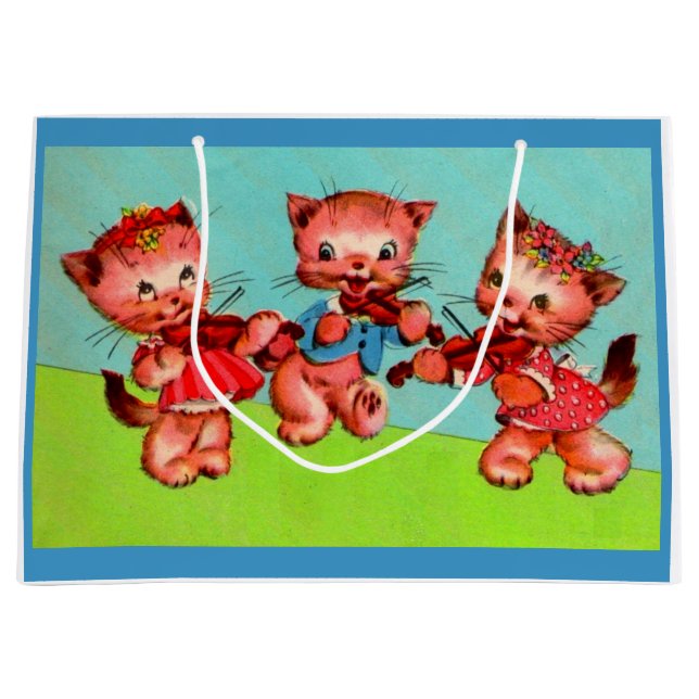 kitten violinists trio print large gift bag (Front)