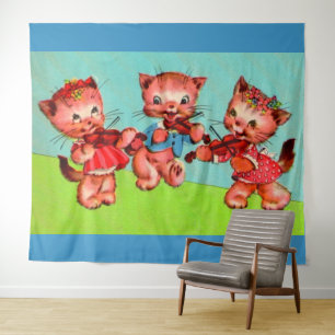 kitten violinists trio tapestry