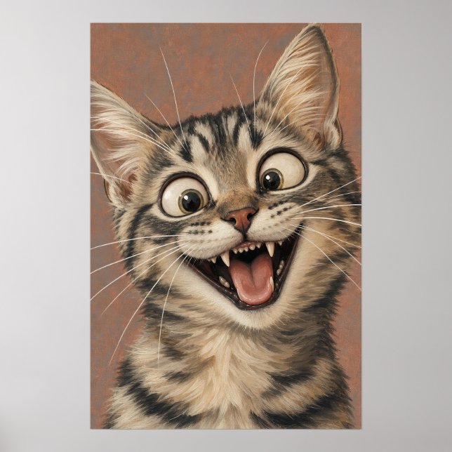 Kitten Wall Art — Funny Painterly Portrait (Front)