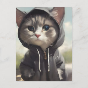 Kitten Wearing a Hoodie Postcard
