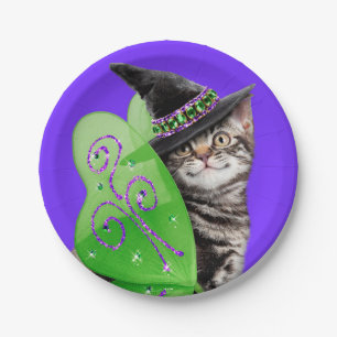 Kitten Witch Fairy Paper Plate