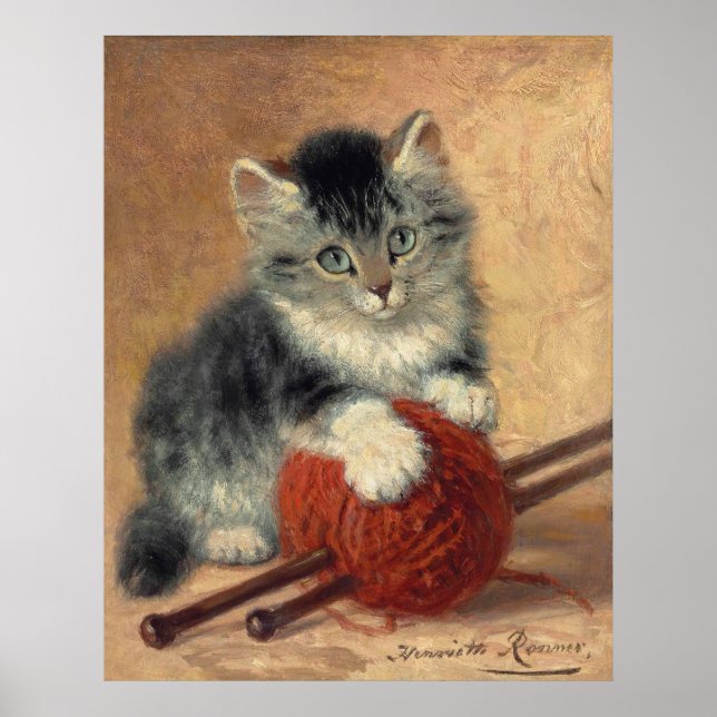 Kitten with a ball of wool CC1172 Ronner-Knip Poster (Front)