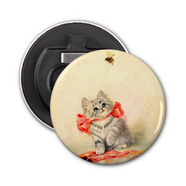 Kitten with a Red Ribbon Bottle Opener (Front)