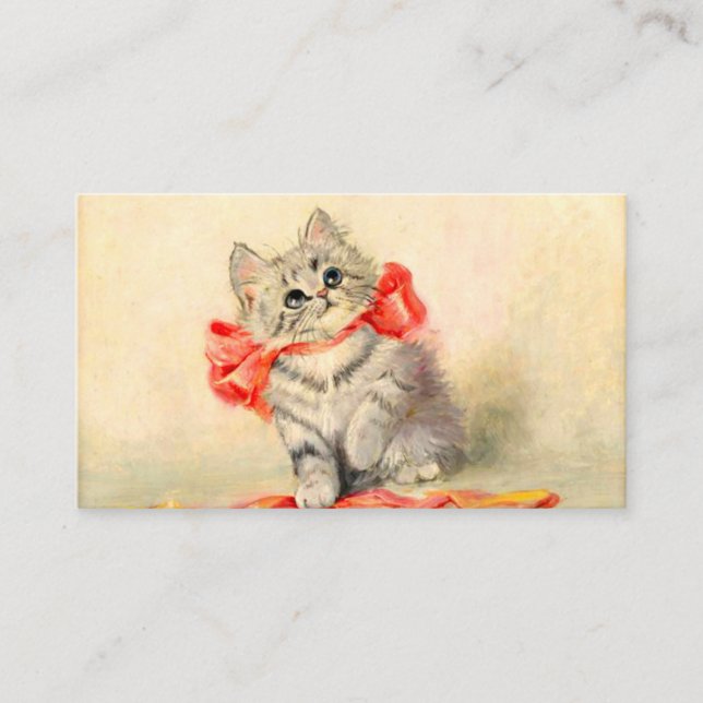 Kitten with a Red Ribbon Enclosure Card (Front)