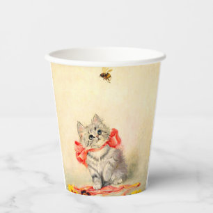 Kitten with a Red Ribbon Paper Cups
