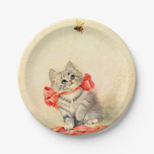 Kitten with a Red Ribbon Paper Plate