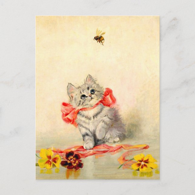 Kitten with a Red Ribbon Postcard (Front)