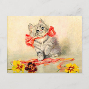 Kitten with a Red Ribbon Postcard
