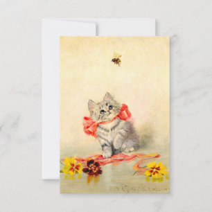 Kitten with a Red Ribbon RSVP Card