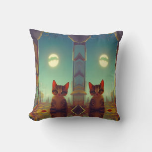 Kitten with big eyes full moon cracked cushion