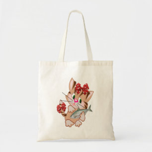 Kitten with Fish Tote Bag